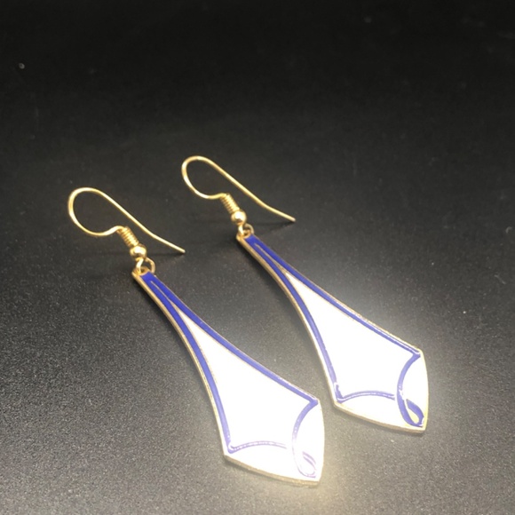 Retro Sky Blue Drop Dangling Pierced Earrings - Picture 5 of 13